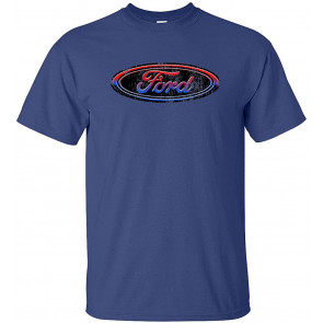 Ford Distressed Red White Blue Oval Emblem T-Shirt