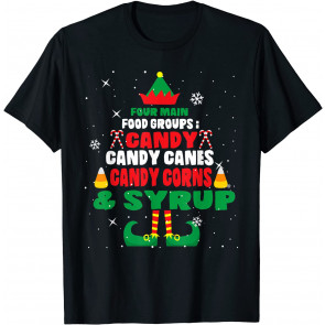 Four Main Food Groups Elf Buddy Christmas Pajama Holiday T-Shirt