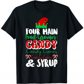 Four Main Food Groups Elf Buddy Christmas Pajama Xmas Gifts T-Shirt