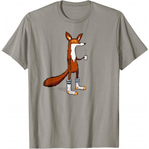 Fox Drinking Coffee Wearing Tube Socks - T-Shirt