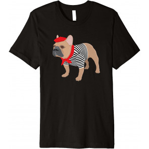French Bulldog Dog With French Beret Hat T-Shirt