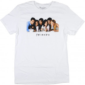 Friends TV Show Mens' Sharing Milkshakes And Logo T-Shirt
