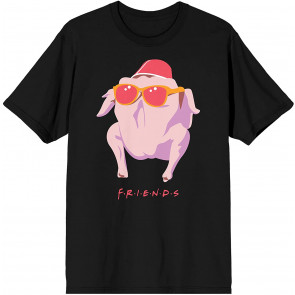 Friends TV Turkey With Hat And Shades Men's Black Graphic T-Shirt
