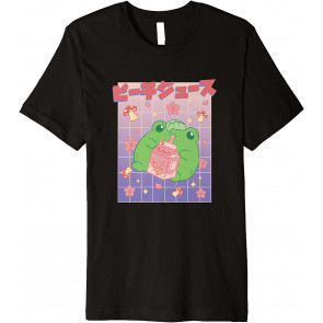 Frog Drinking Peach Juice Milk Drink Mushroom T-Shirt