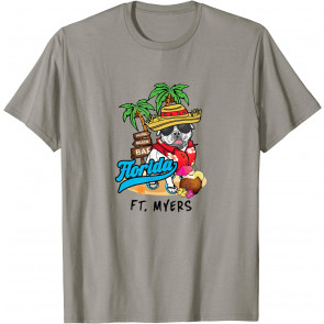 Ft Myers Florida USA Beach Party Bulldog Vacation Souvenir T-Shirt