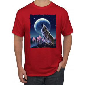 Full Moon Snow Wolf Howling Fashion T-Shirt