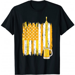 Funny Beer Lovers Drinking Design - USA Flag Beer Glass Gift T-Shirt