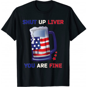 Funny Beer Mug Outfit USA Flag 4th Of July Clothes Men Gift T-Shirt