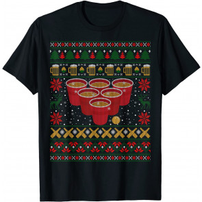 Funny Beer Pong Ugly Christmas  Gift T-Shirt