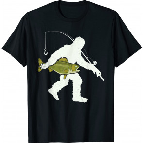 Funny Bigfoot Fishing T-Shirt