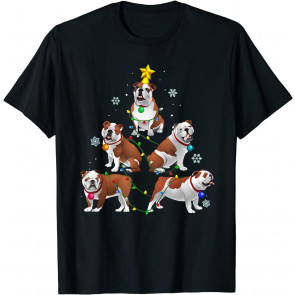 Funny Bulldog Christmas Tree T-Shirt