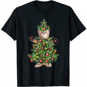Funny Cat Christmas Tree Xmas Gifts T-Shirt