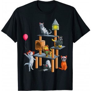Funny Cat Horror Movies Cute Halloween For Cat Kitty Lovers T-Shirt