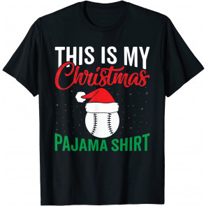 Funny Clothing Women Men: Christmas Pajama Baseball Sports T-Shirt