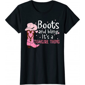 Funny Cowgirl Boots Bling For Girls Cute Love Country Life T-Shirt