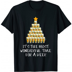 Funny Drinking Beer Lover Christmas Beer Tree T-Shirt