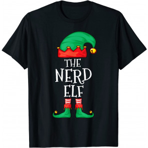 Funny Elf Family Christmas The Nerd Elf  Men Women T-Shirt
