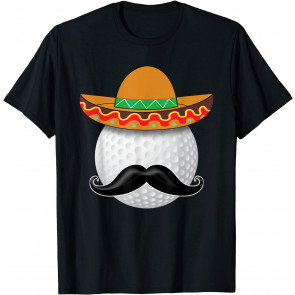 Funny Golf Ball Mustache Mexican Sports Mexico Party  T-Shirt