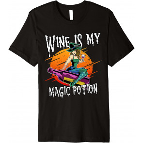 Funny Halloween Drinking Witch Magic Wine Drinker T-Shirt