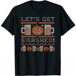 Funny Halloween Lets Get Smashed Ugly  Drinking T-Shirt