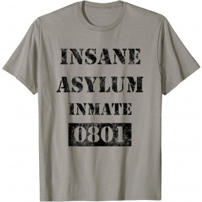 Funny Halloween Prison Costume Insane Asylum Blk Distressed T-Shirt