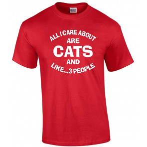 Funny I Care About Cats And 3 People T-Shirt