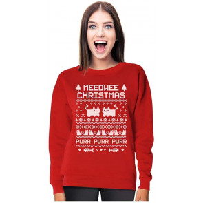 Funny Meeowee Ugly Christmas  Style Women Sweat T-Shirt