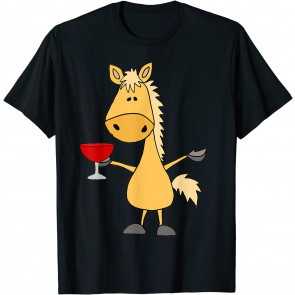 Funny Palomino Horse Drinking Wine T-Shirt