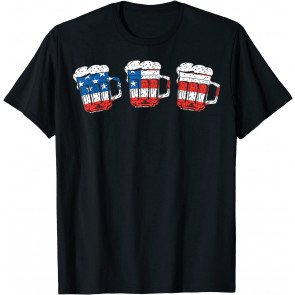 Funny Patriotic American Flag Beer Froth T-Shirt