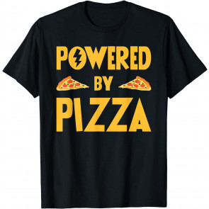 Funny Powered By Pizza Gift Kids Men Women Cool Pizza Lover T-Shirt