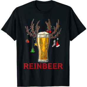 Funny Reinbeer Reindeer Beer Glass Drinking Lover Christmas T-Shirt