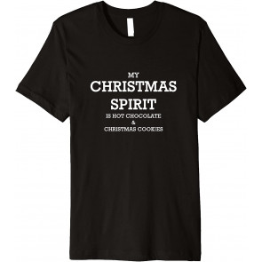 Funny Spirit Christmas Drinking Hot Chocolate And Cookies T-Shirt