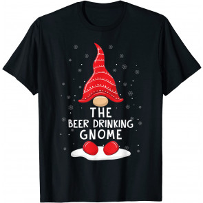 Funny The Beer Drinking Gnome Christmas Pajamas Xmas Holiday T-Shirt