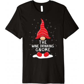 Funny The Wine Drinking Gnome Christmas Pajamas Xmas Holiday T-Shirt