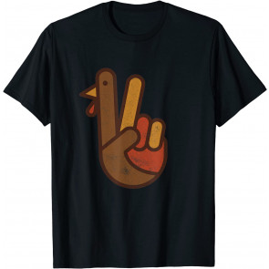 Funny Turkey Hand Thanksgiving Retro Vintage Top T-Shirt