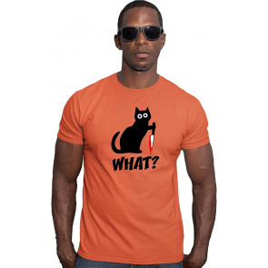 Funny What? Murderous Black Cat With Knife Deluxe T-Shirt