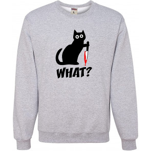 Funny What? Murderous Black Cat With Knife Sweat T-Shirt