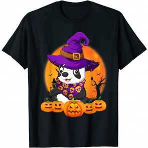 Funny Witch Hat Pumpkin Red Panda Halloween T-Shirt