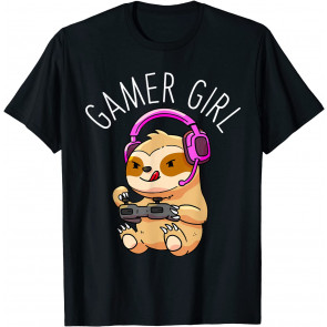 Gamer Girl Sloth Gaming Women Girls Gift T-Shirt