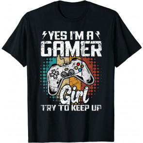 Gamer Girl Try To Keep Up Video Game Retro T-Shirt