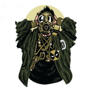 Gangsta Wearing A Gas Mask Apocalyptic Tshirt