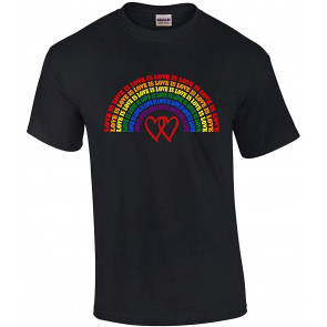 Gay Pride Love Is Love Rainbow And Hearts LGBTQ T-Shirt