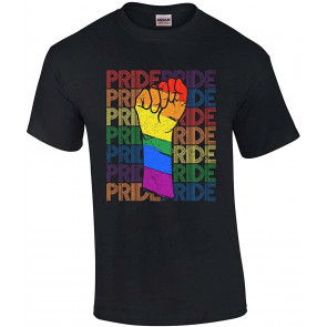 Gay Pride Retro Repeat Rainbow Fist Support LGBTQ T-Shirt