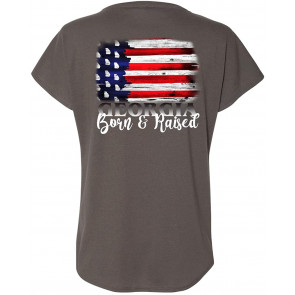 Georgia Born & Raised Wooden Flag Dolman T-Shirt