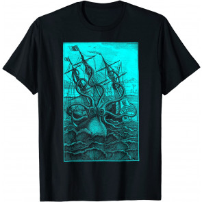 Giant Octopus Pirate Ship Vintage Kraken Sailing Squid T-Shirt