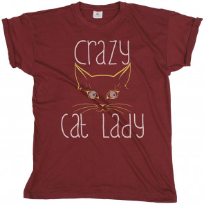 Gift For Mothers - Crazy Cat Lady - Womens Oversized Novelty Kitten Pet Organic Cotton Slogan T-Shirt