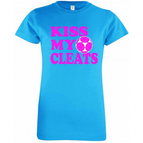 Girls Soccer Kiss My Cleats Kids Soccer Ball Sports Team Athletic T-Shirt