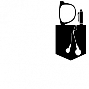 Glasses Pen And Ear Buds In Pocket Tshirt