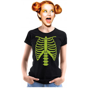 Glow In The Dark Skeleton Rib Cage Women Halloween Women T-Shirt