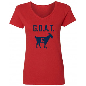 Goat Greatest Of All Time New England Football Womens Vneck T-Shirt